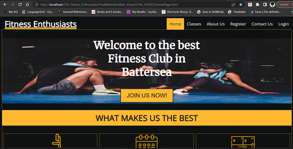 Fitness Enthusiasts Homepage